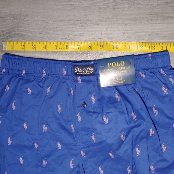 Brand New with Tags -Men's Polo Ralph Lauren Allover Pony Boxer Blue/Pink Medium - Picture 6 of 10